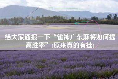 给大家通报一下“雀神广东麻将如何提高胜率”(原来真的有挂)